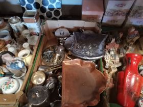 6 x boxes misc items incl Stoneware, silver plate, David Winter Cottages, Doulton, Nao, watches etc