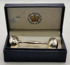 A Queens golden jubilee London silver babies rattl