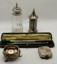 A small group of mixed silver and silver-plate