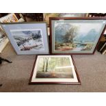 A trio of framed landscape prints, 20th/21st Century