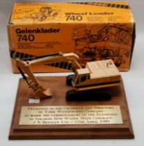 Boxed Case Wheel Loader740 plus Caterpillar digger on plaque