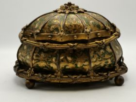 Antique Brass highly decorated Jewellery Box - A/F