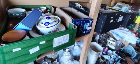 6 x boxes misc. items incl boxed cutlery, wooden boxes, Aynsley, Coalport etc
