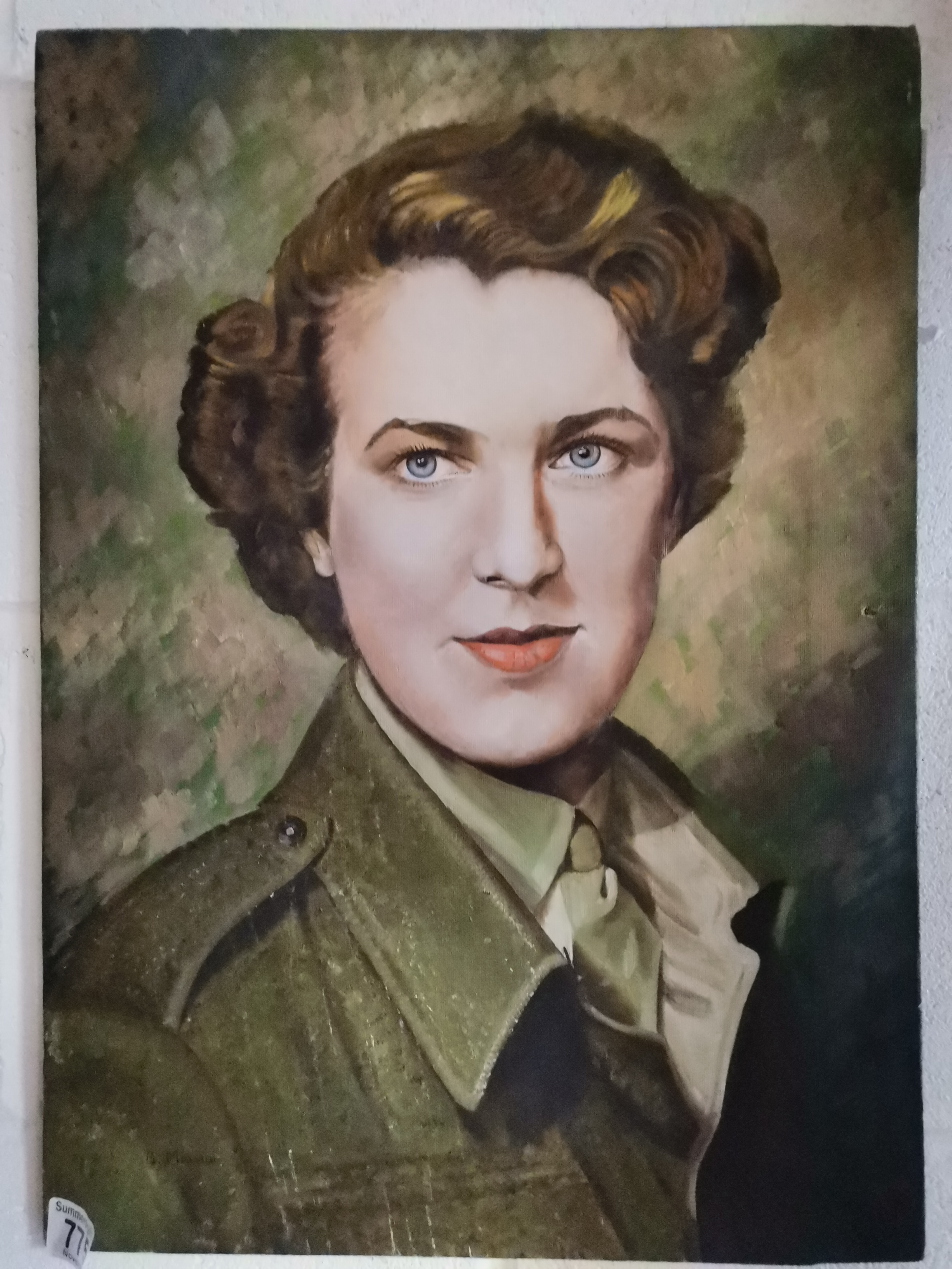 Oil on Canvas of a Woman in Army Uniform