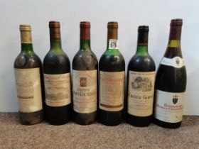 Six bottles assorted French red wine