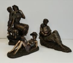 A trio of Veronese bronzed resin figure groups