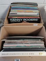 2 x boxes 12" LP records incl Kenny Rogers, Grease, Beatles Abbey Road etc