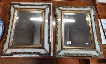 A pair of gilt and marble effect wall mirrors 60cm