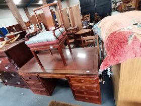 Large Chinese Rosewood pedestal desk and chair