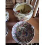 A Large Oriental Planter and a 6 Character Marked Chinese Bowl