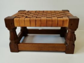 Robert Thompson, a Mouseman small oak and leather stool