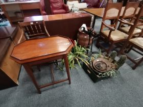 A collection of misc furniture plus copper items,