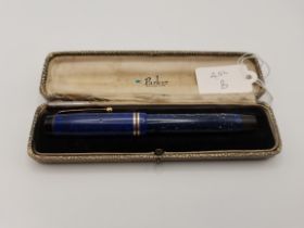 Parker Duofold fountain pen in blue marble marble effect marked Canada