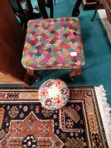 George II style Walnut stool plus Antique Tapestry Footstool