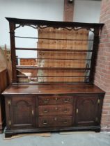 19th Century Oak dresser, with swan neck brass handles