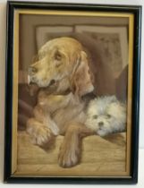 A silk embroidered picture, 'Dignity and Impudence', after Landseer