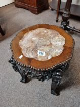 A Chinese marble-inset hardwood stand