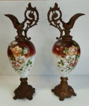 A Pair of Victorian Mantle Ewer Vases