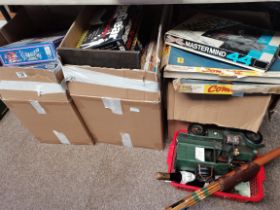 3 x large boxes of board games - some vintage some new plus box with toy truck etc