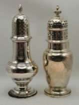 Two silver sugar casters, Victorian and later