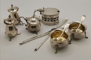 A group of silver condiments, etc.