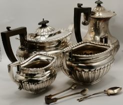An Edwardian silver four-piece tea service