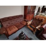 A retro / Danish style 1950s 60s settee and chair