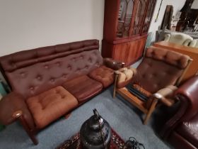 A retro / Danish style 1950s 60s settee and chair