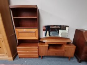 A teak retro G plan style dressing table and bookc