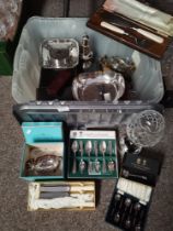 A Box of mainly Silver Plate Items and Cutlery