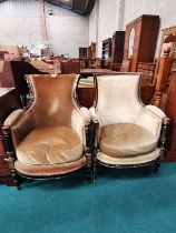 A Pair of antique Empire Arm Chairs with French Gilt fauteuils