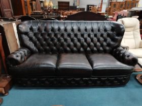 Antique Thomas Lloyd Leather high button back 3 seater Sofa