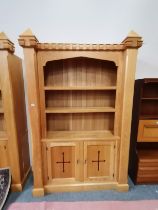 A Yorkshire oak custom made bookcase 2.3m high x 1