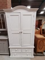 Painted pine double wardrobe