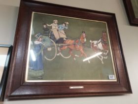 A matching Pair of large framed rare, old driving prints of paintings by Cecil Aldin