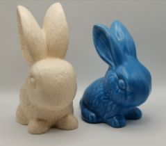 2 x Sylvac rabbits - blue and beige