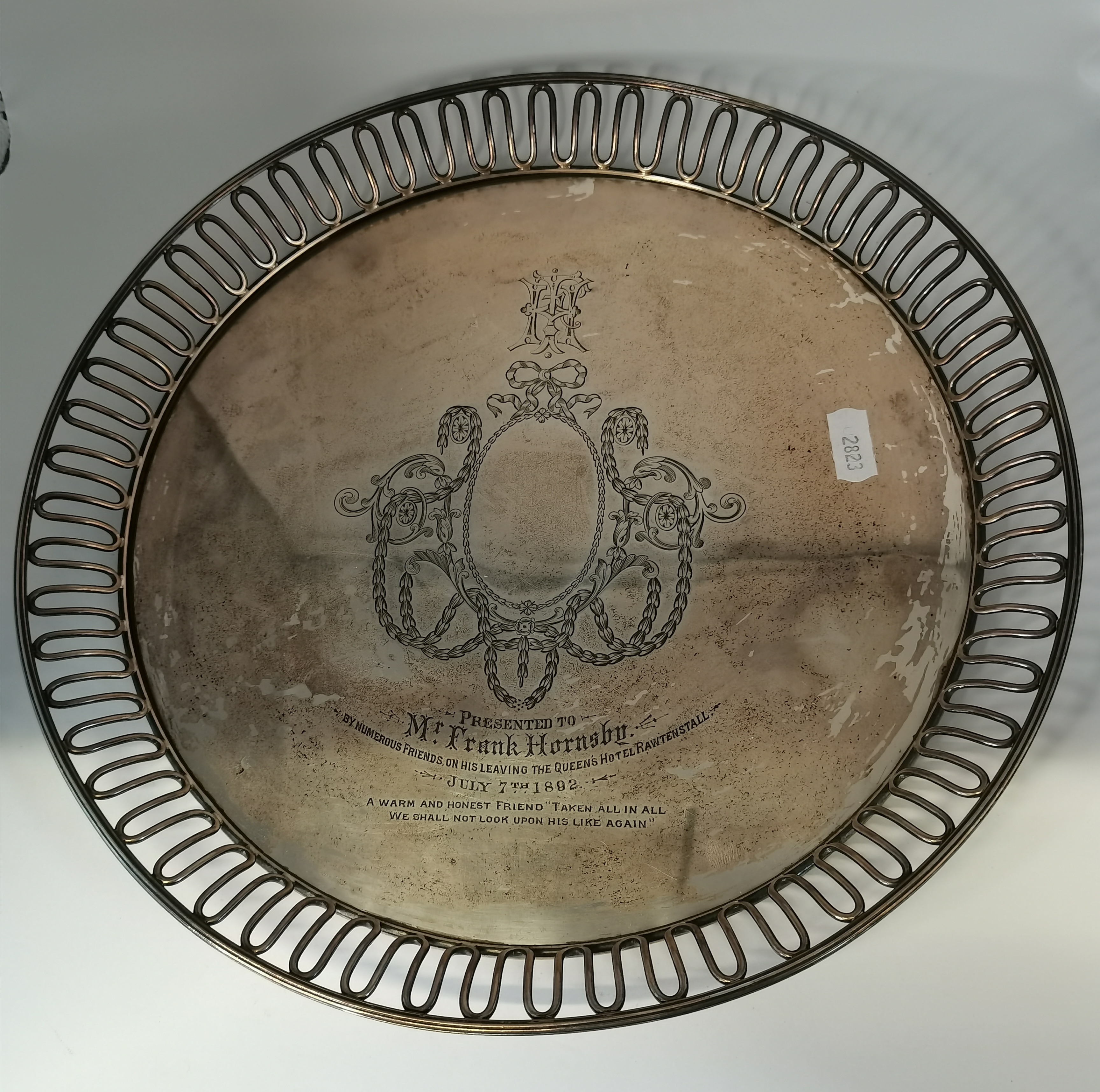 A Victorian silver presentation tray - Image 2 of 4