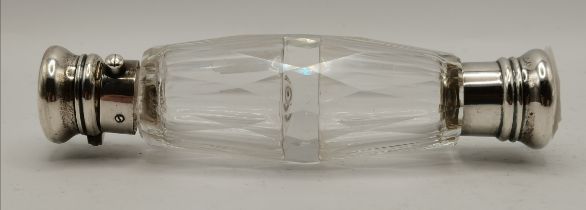 A Victorian double-ended glass scent flask
