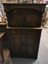 A Titchmarsh and Goodwin style small oak court cupboard, 20th Century
