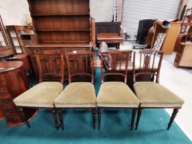 A set of 4 Edwardian inlaid mahogany parlour suite chairs