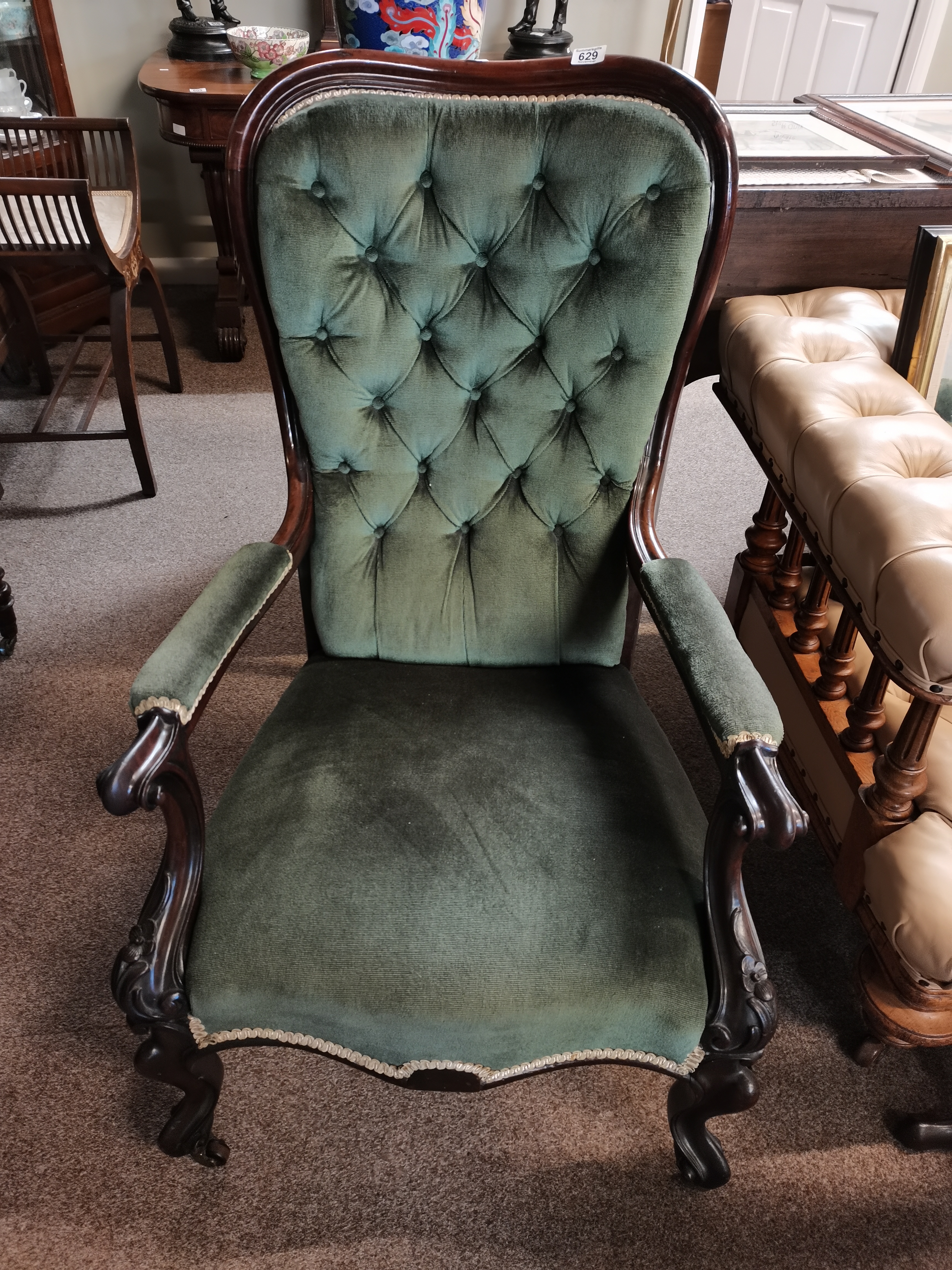 A Victorian mahogany gentlemans chair