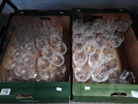 2 x boxes cut glass wine glasses, brandy glasses, tumblers etc