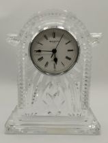 A waterford 20cm cut glass mantle clock