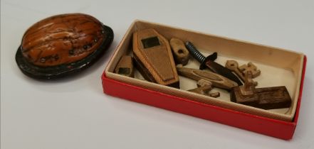 A 19th Century brass-mounted walnut snuff mull