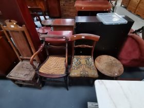 x3 chairs, a stool and side table