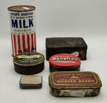 Vintage tins incl WW2 un-opened dried milk