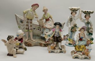 7 x continental porcelain figures