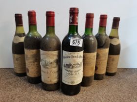 Seven bottles assorted French red wine