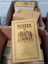 2 x boxes Wisden Cricketers Almanack 1980s and 1990s plus other cricket books