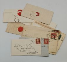 Philately: A small collection of letters and postal card ephemera, Georgian and later
